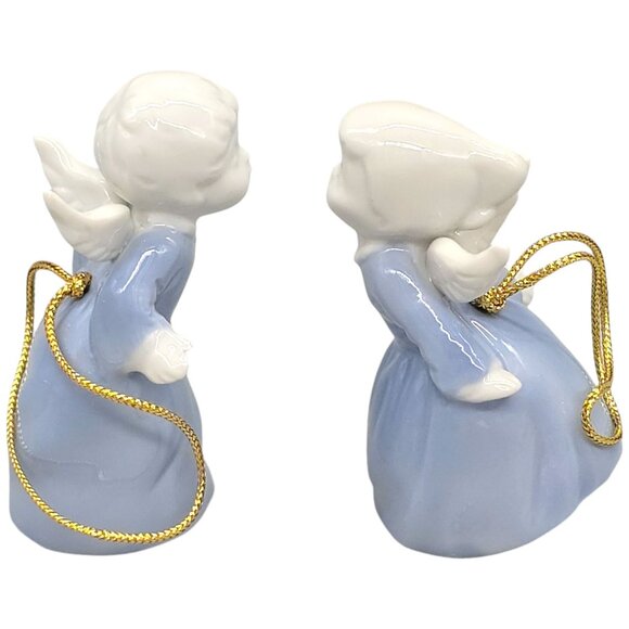Vintage Kissing Angel Glazed Ornament Set Porcelain Figurine Original Box - Picture 4 of 11
